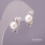 Xuping Earrings with Majorca Pearls, 10x17 mm, Rhodium