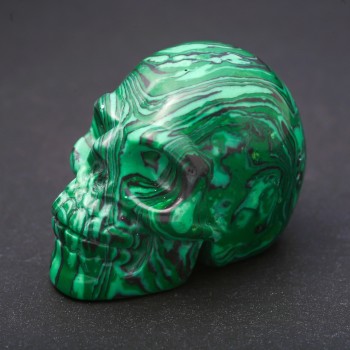 Malachite stone souvenir (pressed) skull 'Yorik' 38×49×34(+/-)mm