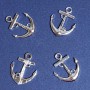 Anchor pendant with LOVE inscription, silver-plated metal, 25x20mm, pack of 4