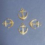 Anchor Pendant with 'Love' Inscription and Black Enamel, Gold-Plated Metal 25x20 mm, Pack of 4