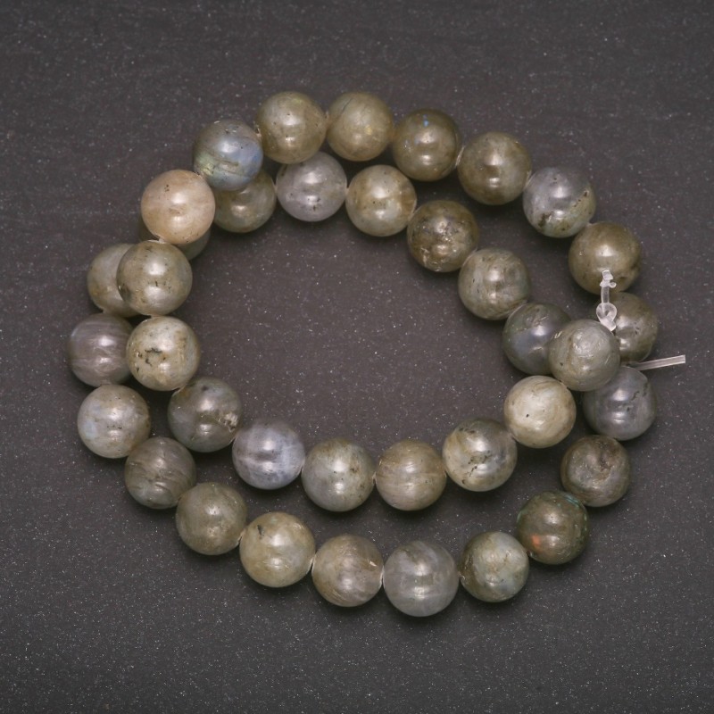 Labradorite natural stone beads, smooth round beads, 10 mm diameter, 38 cm length