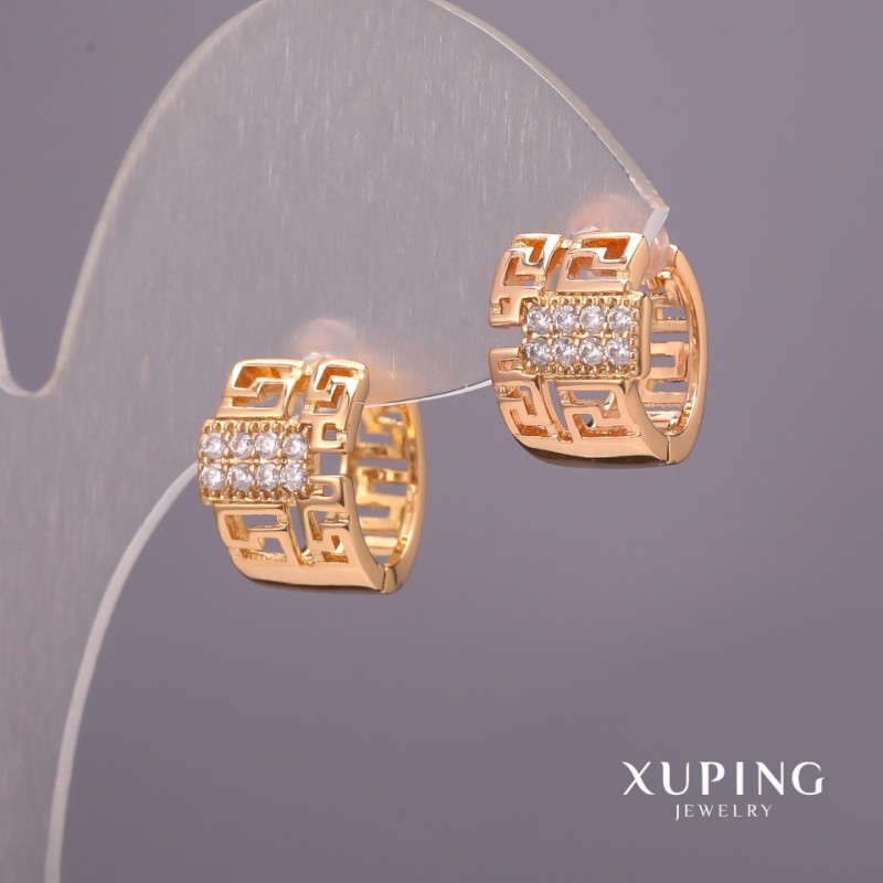 Xuping Earrings with White Stones 9x14mm 18K Gold Plating