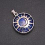 Pendant with natural lapis lazuli in a 'Sun' bezel, 27 mm diameter