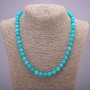 Aquamarine gemstone necklace with smooth beads, 8mm diameter, 48cm length
