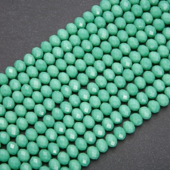 Beads Czech Crystal Matte Pea Green Rondelle, diameter 8x6 mm, cord length 38 cm
