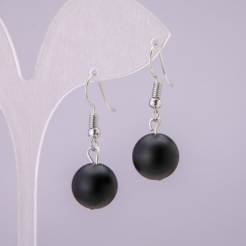 Shungite Earrings - Smooth Ball, 12 mm Diameter