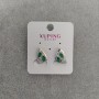 Xuping Earrings with Green Stones 10x16mm Rhodium