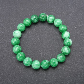 Bracelet made of chrysoprase, artificial, on elastic, smooth beads, diameter 10 mm (±), circumference 18 cm