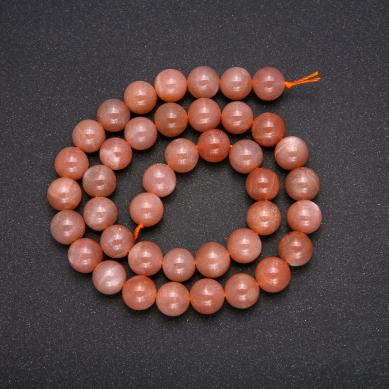 Natural Stone Selenite Beads, Smooth Spheres, 10 mm Diameter, 38 cm Length