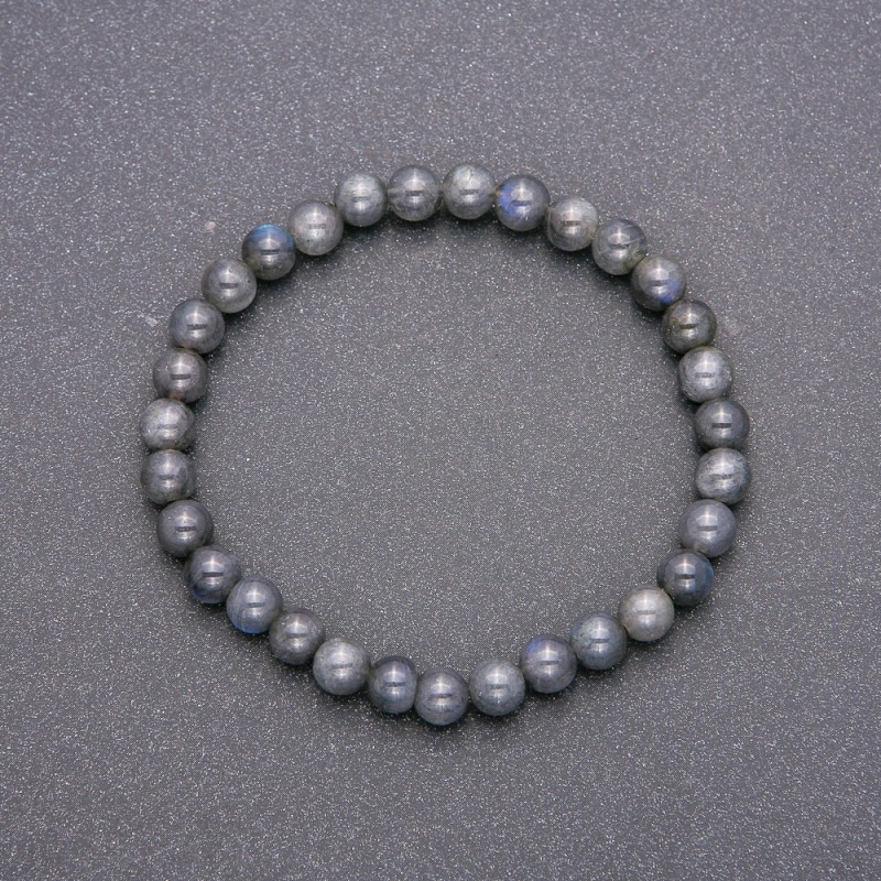 Labradorite bracelet on elastic with smooth beads, diameter 6 mm, length 18 cm