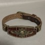 Bracelet with metal inserts, length 16–24 cm, thickness 20 mm, eco-leather, brown color on strap