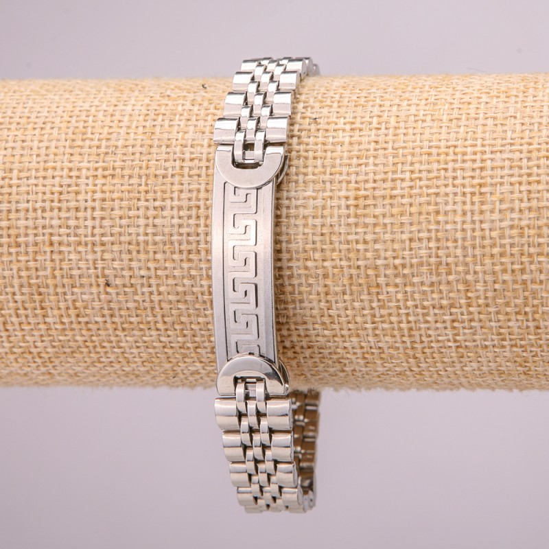 Stainless steel bracelet with clasp, 12 mm thick, 21 cm long, silver color