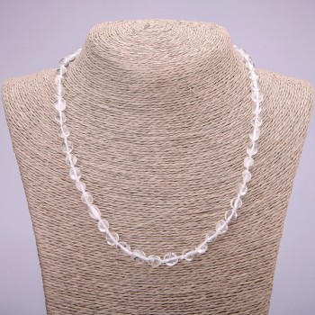Faceted Mountain Crystal Necklace, natural stone, diameter 8x10 mm (±), length 45 cm+