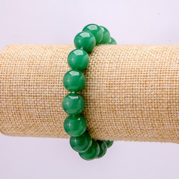 Bracelet made of natural nephrite with smooth beads, diameter 12(±)mm, length 18cm