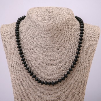 Shungite Necklace (Artificial) Smooth Rondel, Diameter 8x5 mm, Length 45 mm