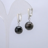 Silvery Obsidian Earrings, 12mm diameter, 30mm length +