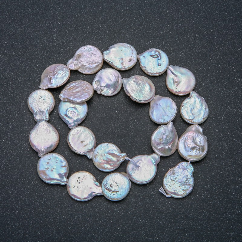 Baroque Pearl Strand, diameter 15×18 mm, length 40 mm, with gasoline-tone reflection
