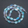 Opal glass beads on thread, White Chameleon, faceted, 12x8 mm, 40 cm length +