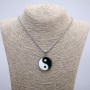 Pendant "Yin Yang" 43x30 mm on chain, length 70 cm, silver-colored metal