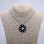 Pendant "Yin-Yang" 41×34 mm on a chain, length 70 cm, silver-toned metal