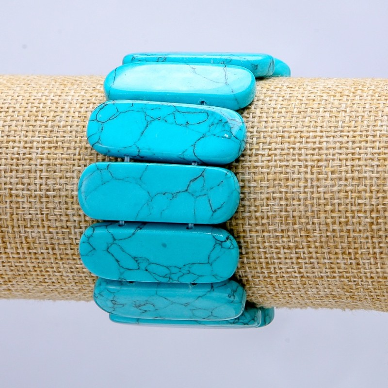 Elastic turquoise bracelet (pressed) smooth links 33×13 mm+