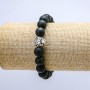 Shungite bracelet on elastic 'Leopard', 10 mm diameter, 18 cm long