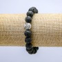 Elastic Lava Stone Bracelet, 10 mm Diameter ±, with Owl