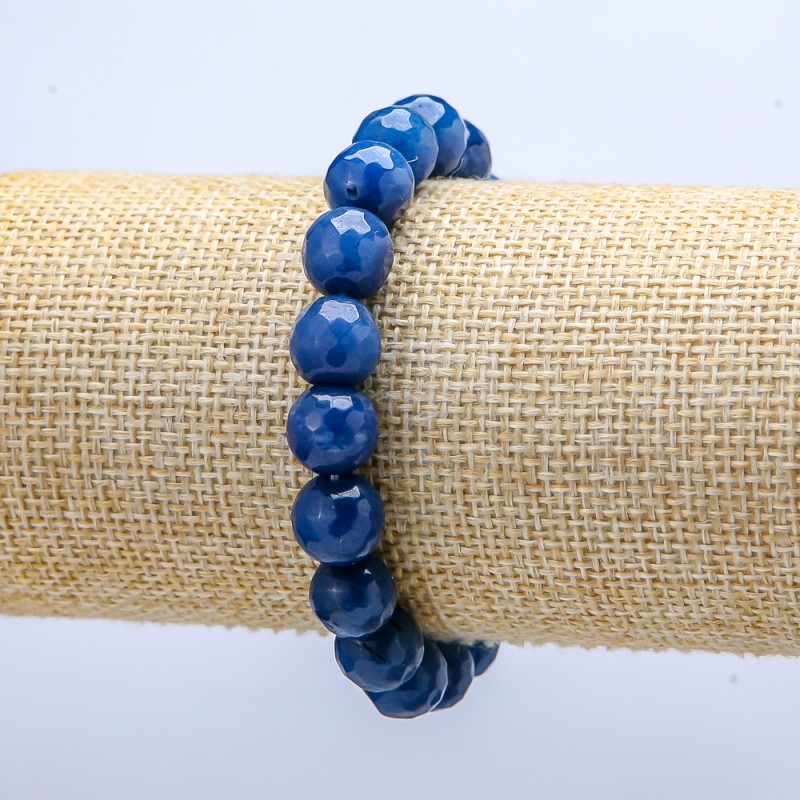 Elastic bracelet with faceted apatite beads, diameter about 10 mm, length about 18 cm