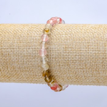 Elastic bracelet with natural chalcedony beads, assorted, diameter 6 mm (±), length 18 cm+