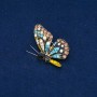 Butterfly Brooch, gold-toned metal, multicolored rhinestones, 40x28mm +