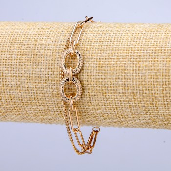 Bracelet Xuping 18K Gold Plating with White Crystals, 7mm Thick, Length 16-19 cm