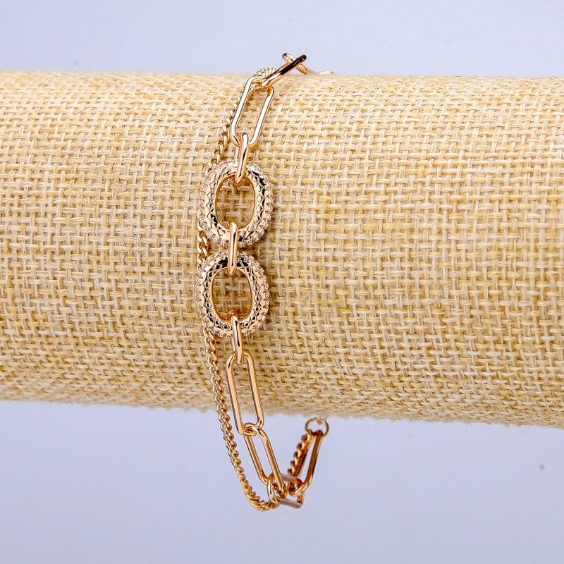 Bracelet Xuping 18K Gold Plating with White Crystals, 7mm Thick, Length 16-19 cm