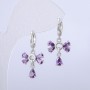Xuping Rhodium Earrings with Purple Crystals, 14 mm diameter +/-, 28 mm thickness +/-