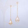 Xuping 18K Gold-Plated Stud Earrings with White Crystals and Bead, 10.5 mm Diameter, 50 mm Length