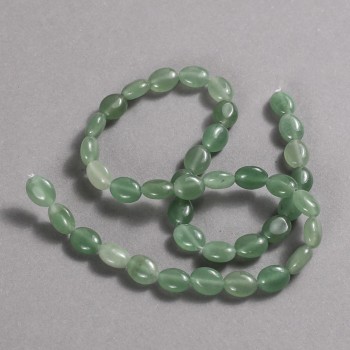 Beads on a thread of natural jade, smooth oval, 10×8 mm diameter, length 39 cm