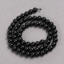 Black Tourmaline Beads, Natural Stone, Smooth Round Bead, 6mm Diameter +/-, 39cm Length +/- on Thread