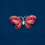Butterfly Brooch in Gold-Tone Metal, Enamel, and White Rhinestone, 48x24mm +