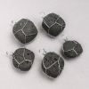 Lava Stone Pendant in a Silver-Woven Setting, Diameter 35×20 mm+