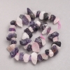 Unpolished stone beads Pink Quartz and Amethyst on thread with a crimp bead, diameter 12x20 mm ±, length 42 cm ±