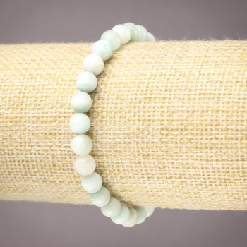 Elastic bracelet with natural Larimar stone — smooth bead, 6 mm diameter+