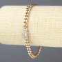 Xuping Bracelet 18K Gold Plating with White Crystals, Thickness 5.5 mm, Length 18–19 cm