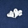 Heart Brooch in Silver-Tone Metal and Crystals 38x24mm +