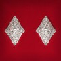 ( 25 mm ) Women's Earrings, White Crystals, Light Metal, Wedding & Evening Studs, Elongated Diamond Shape