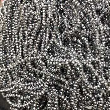 Beads Czech Crystal on thread with light gray coating, faceted rondel, diameter 3x2.5 mm + -, length 36 cm +