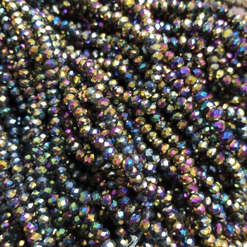 Beads Czech Crystal on Fishing Line, Benzine-Coated Faceted Rondelle, Diameter 3×2.5 mm ±, Length 36 cm ±