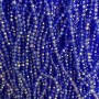 Blue Transparent Czech Crystal Beads on Thread, Gasoline Finish, Faceted Rondelle, Diameter 3.5×3 mm, Length 36 cm