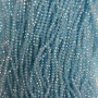 Blue transparent Czech crystal beads on beading wire with petrol iridescence, faceted rondelle, diameter 3.5x3 mm + -, length 36 m +