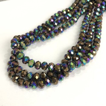 Beads of Czech Crystal on thread with plating, faceted rondelle, diameter 8x6 mm, length 40-42 cm