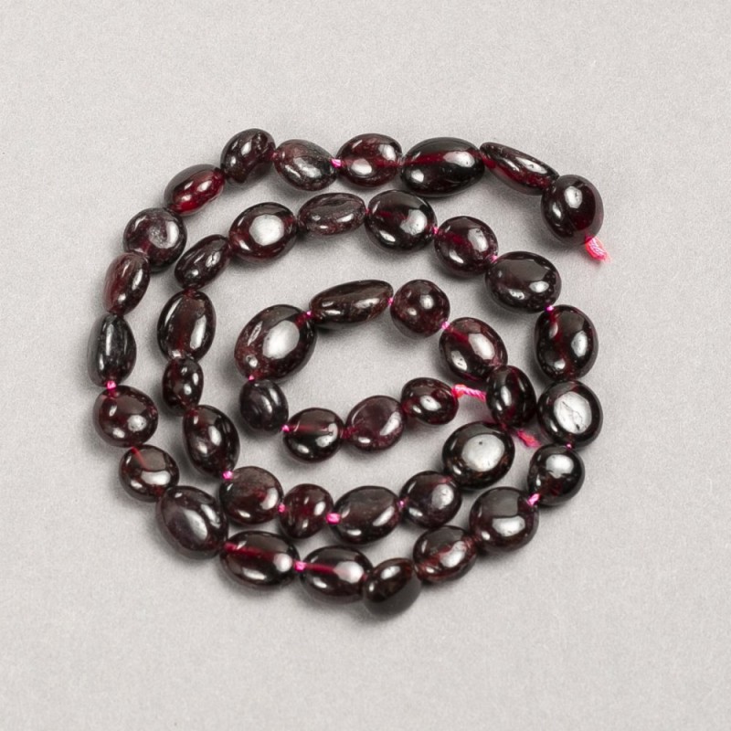 Beads on a thread, natural gemstone Garnet faceted, diameter 8x10mm, length 40cm