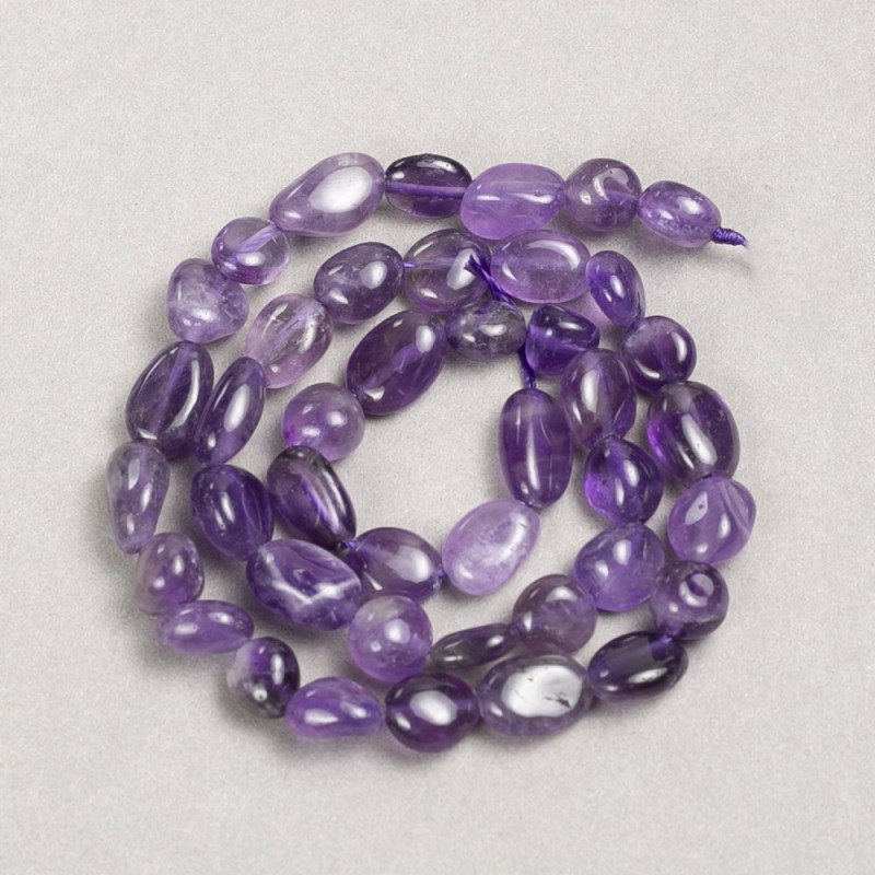 Beads on a thread natural stone Amethyst faceted, diameter 9x11mm, length 40cm